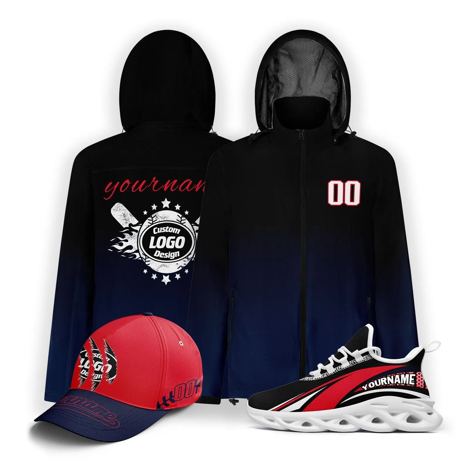 Custom Baseball Outerwear Hat and Shoes Combo Offer Personalized Combo ZH-E025023-18