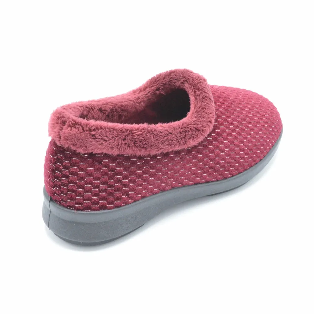 DB Betsy - Ladies Extra Wide Fit Slipper - Burgundy 6E Fitting