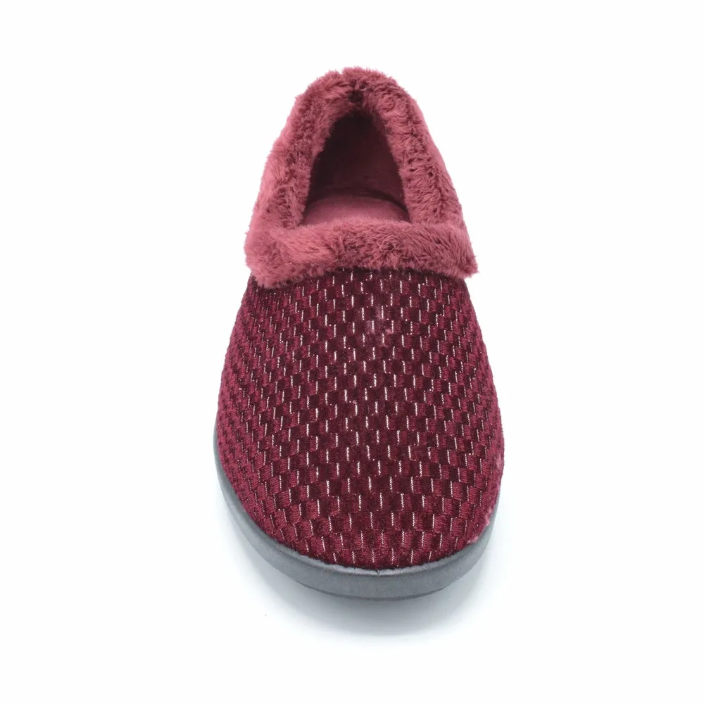 DB Betsy - Ladies Extra Wide Fit Slipper - Burgundy 6E Fitting