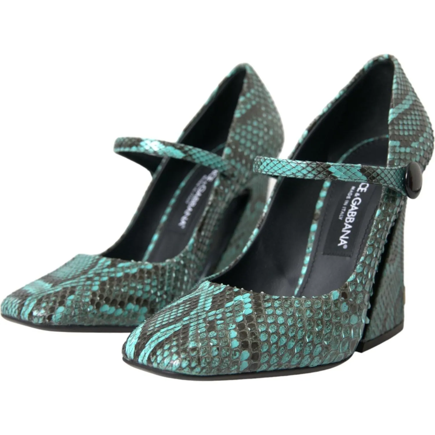 Dolce & Gabbana Aqua Python Leather Mary Jane Pumps Shoes