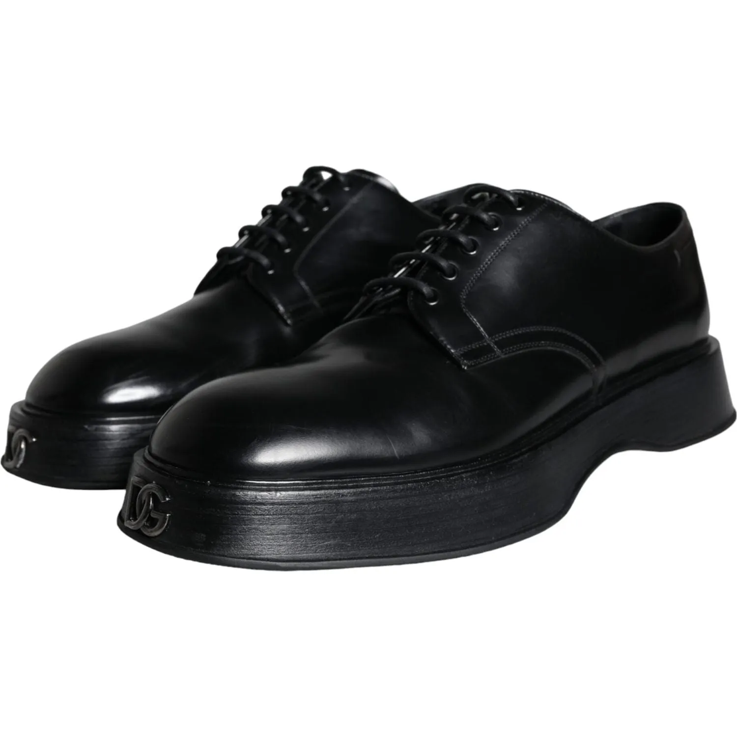 Dolce & Gabbana Black Calf Leather Derby Formal Dress Shoes