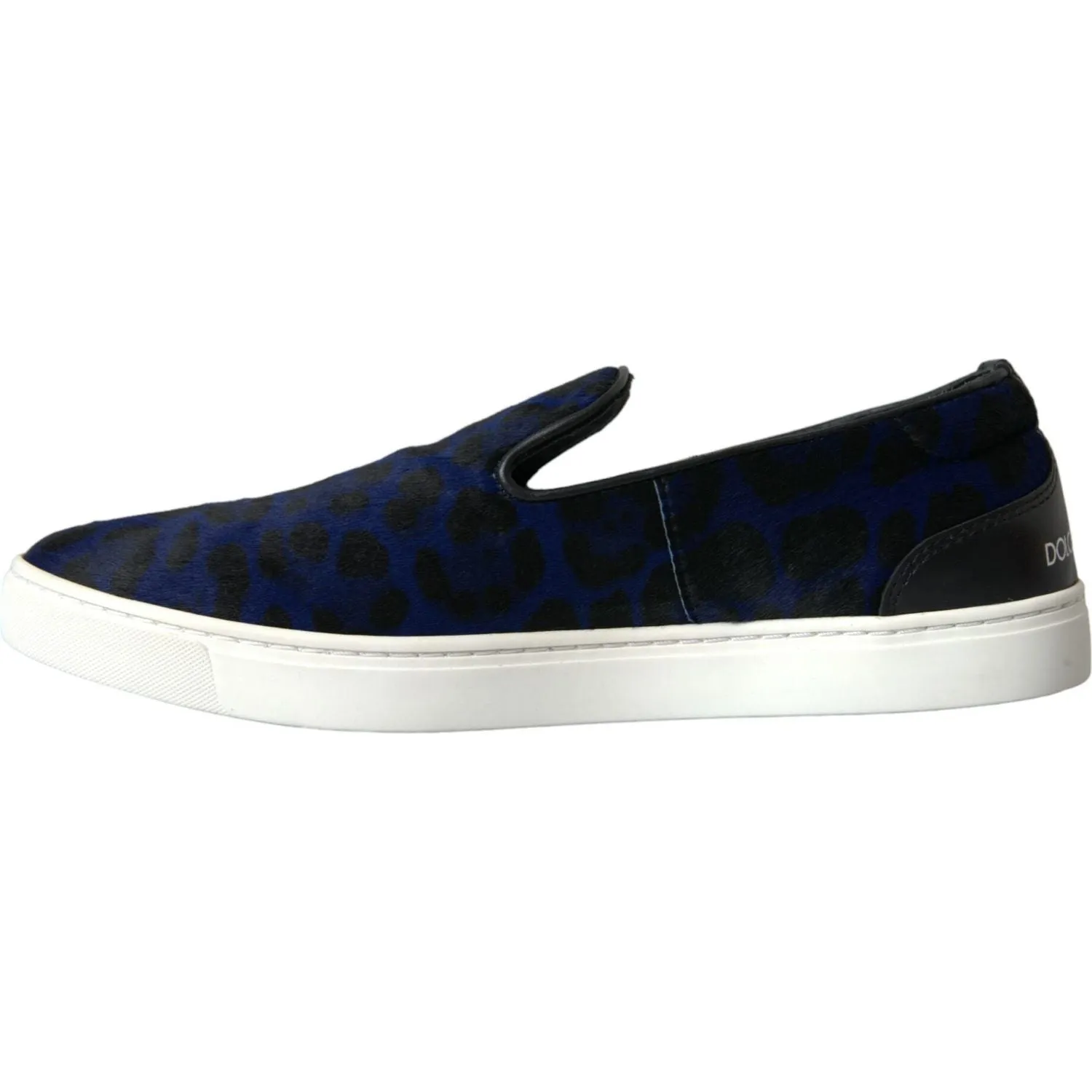 Dolce & Gabbana Blue Calfskin Hair Leopard Sneakers Shoes