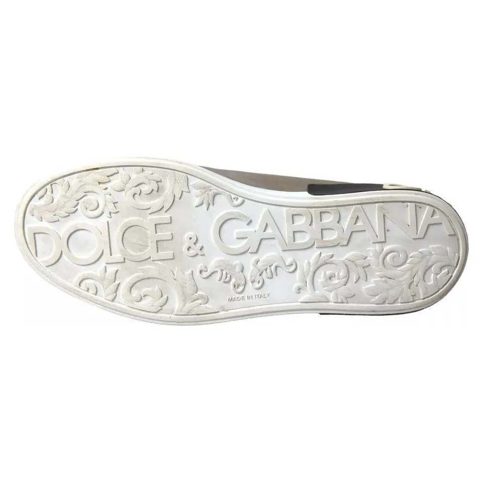 Dolce & Gabbana Bronze Leather Logo Sneaker Portofino Shoes