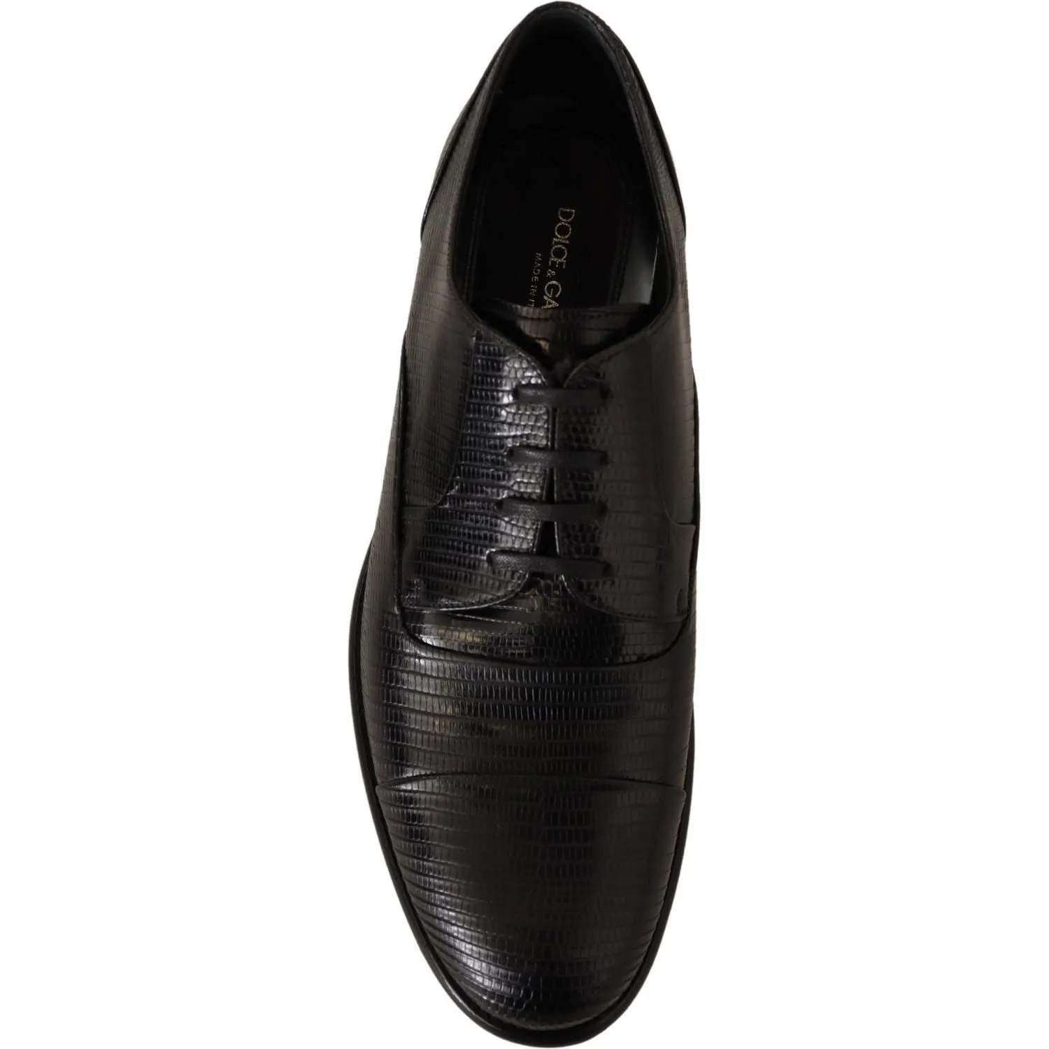 Dolce & Gabbana Elegant Black Lizard Skin Derby Shoes