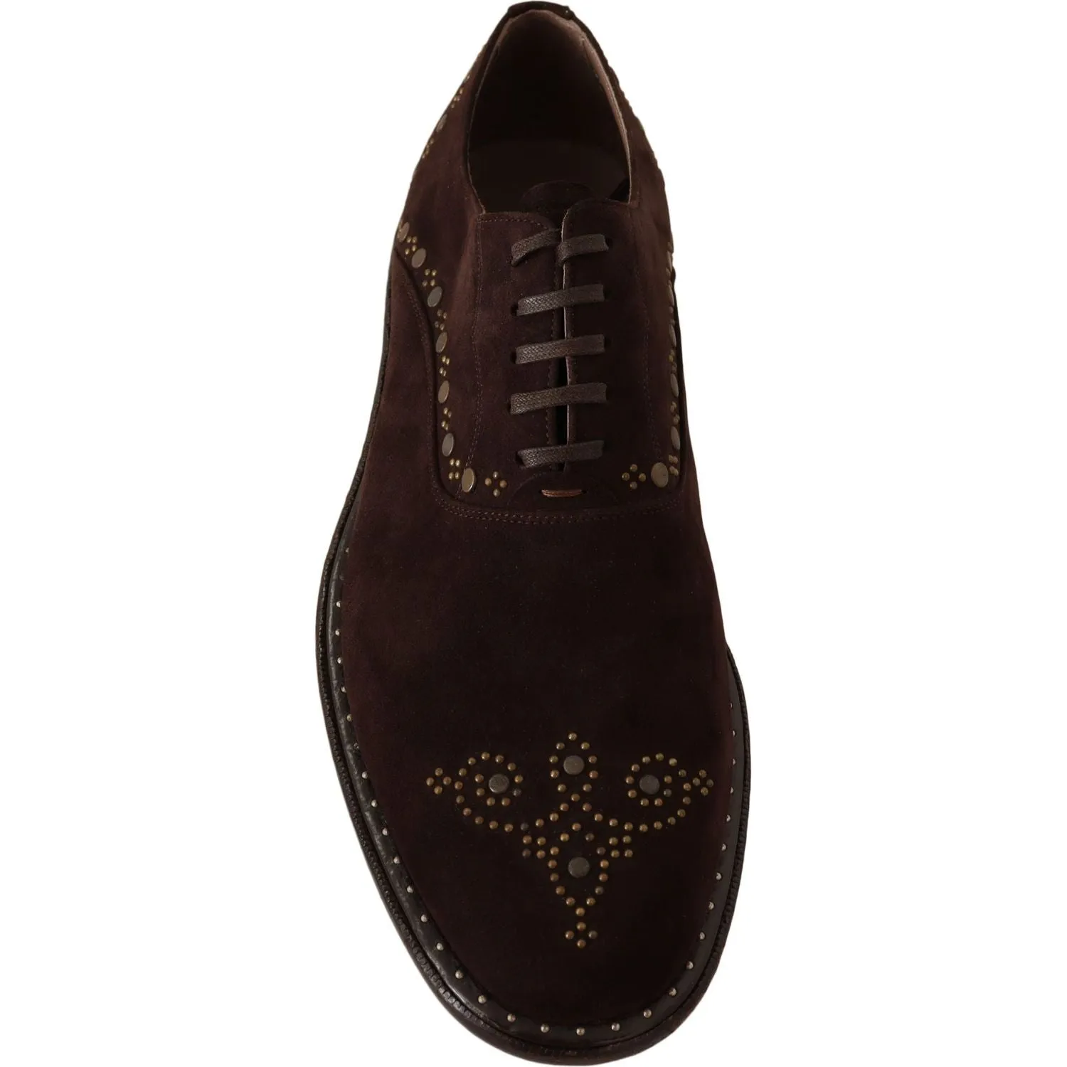 Dolce & Gabbana Elegant Brown Suede Studded Derby Shoes