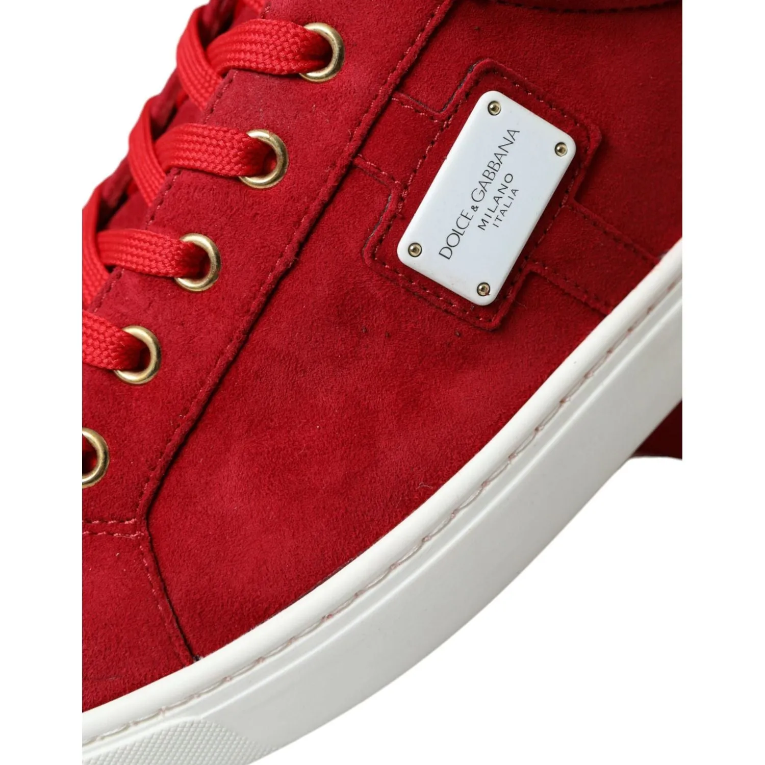 Dolce & Gabbana Elegant Red & White Leather Sneakers