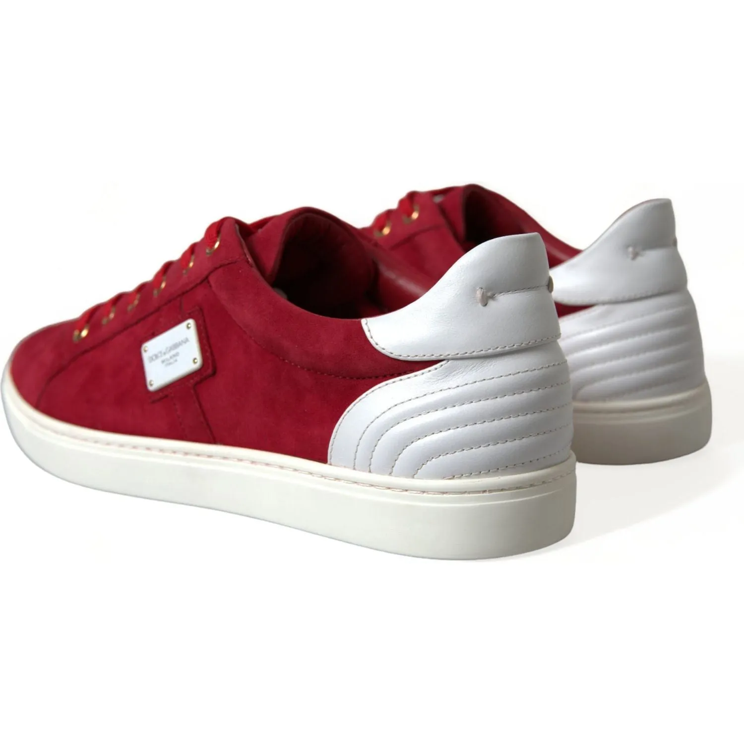 Dolce & Gabbana Elegant Red & White Leather Sneakers