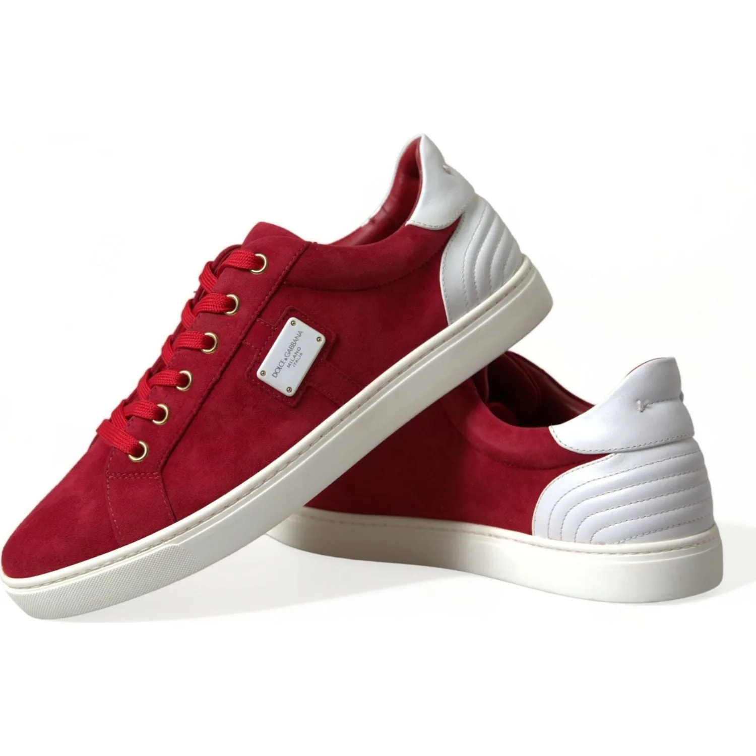 Dolce & Gabbana Elegant Red & White Leather Sneakers