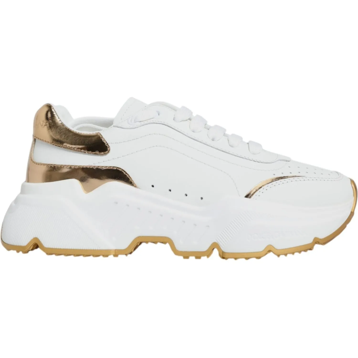 Dolce & Gabbana White Gold Daymaster Low Top Sneakers Shoes