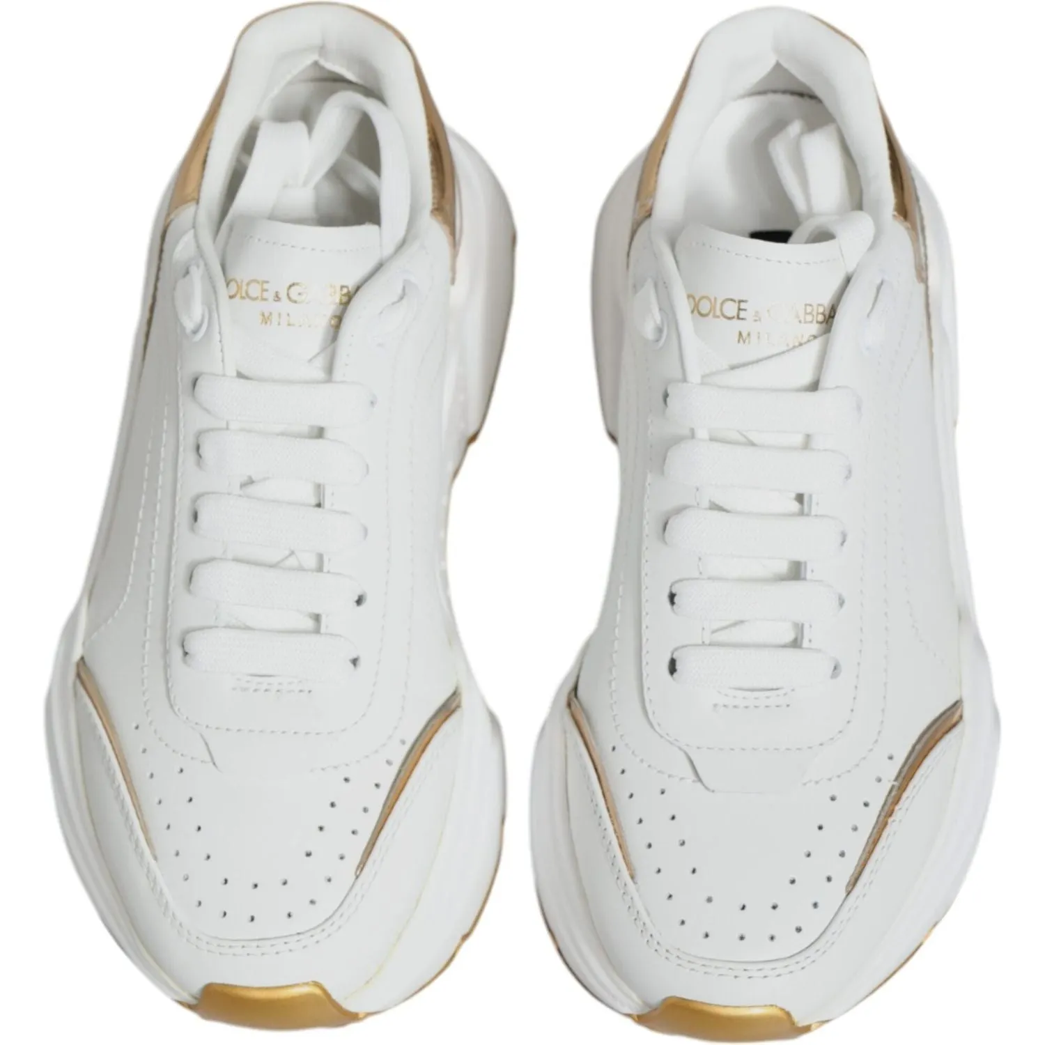 Dolce & Gabbana White Gold Daymaster Low Top Sneakers Shoes