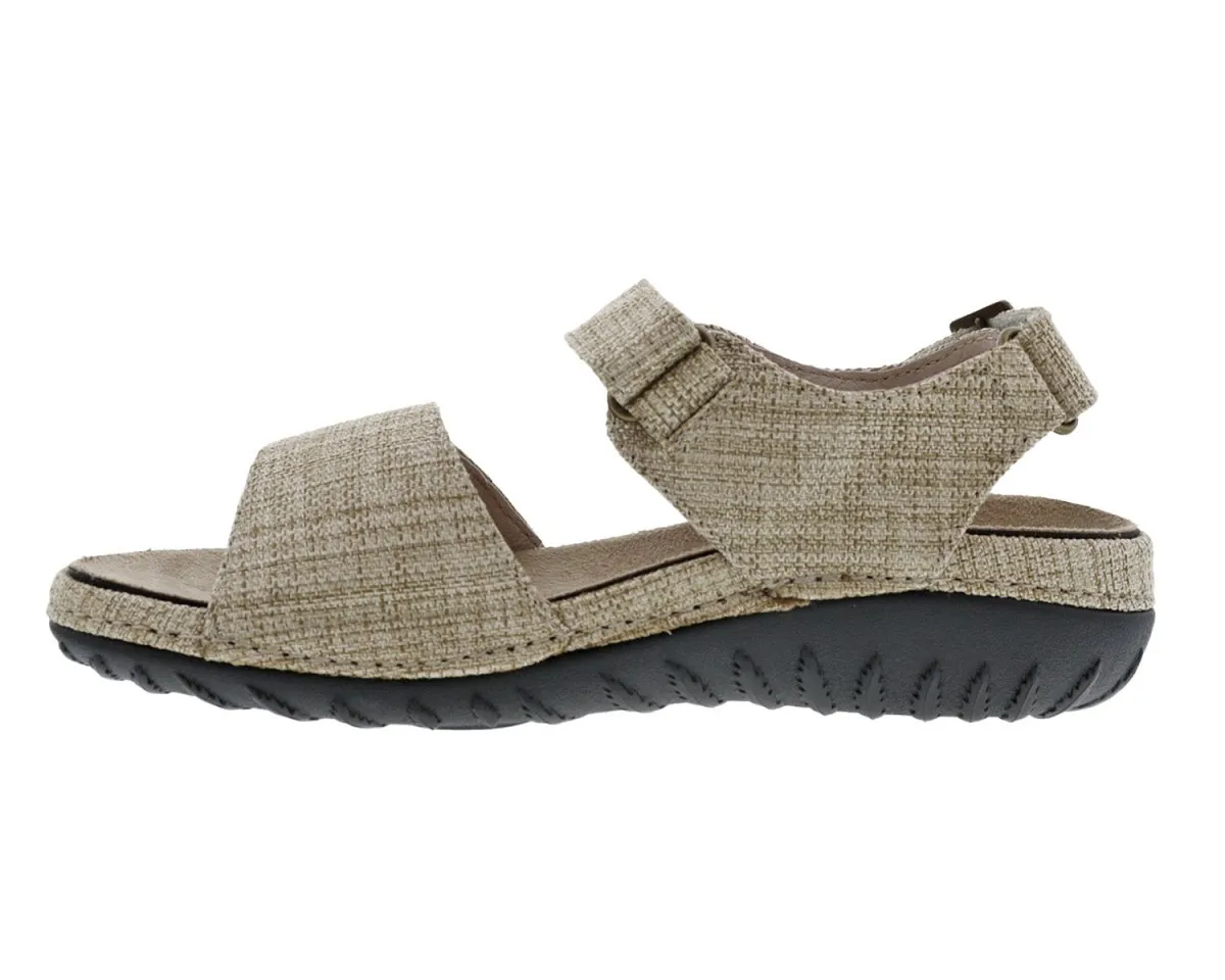 Drew Workaround Women Hook And Loop Sandal In Natural Fabric