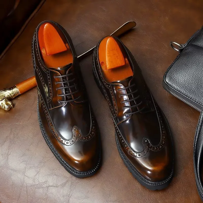 Embossed Elegance Brogue Dress Shoes