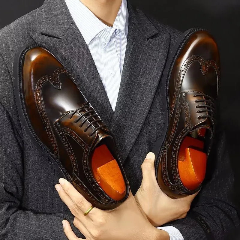 Embossed Elegance Brogue Dress Shoes