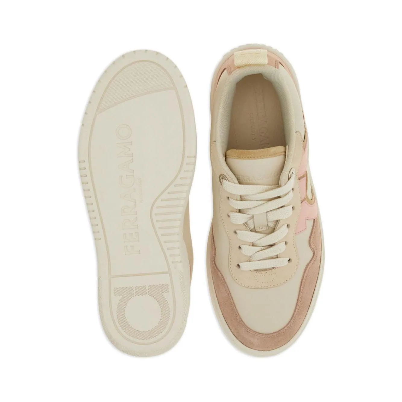 Ferragamo  pink leather Gancini Sneakers Powder