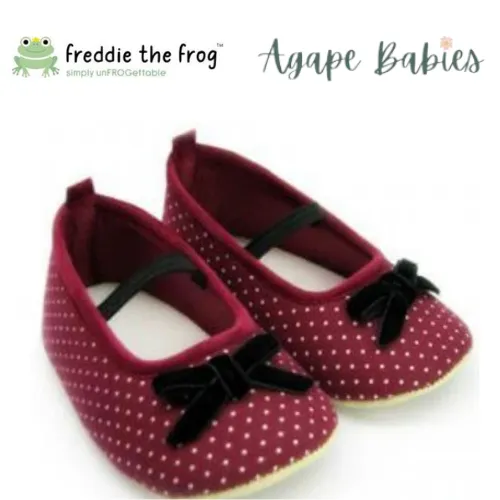 Freddie The Frog Pre Walker Shoes - Heidi Polka Burgundy