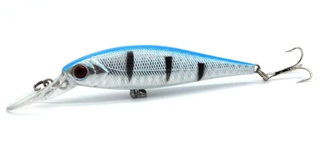 free shipping 8 colors 10 cm  9.4 g Fishing Lure Minnow Hard Bait with 2 Fishing Hooks Fishing Tackle Lure 3D Eyes