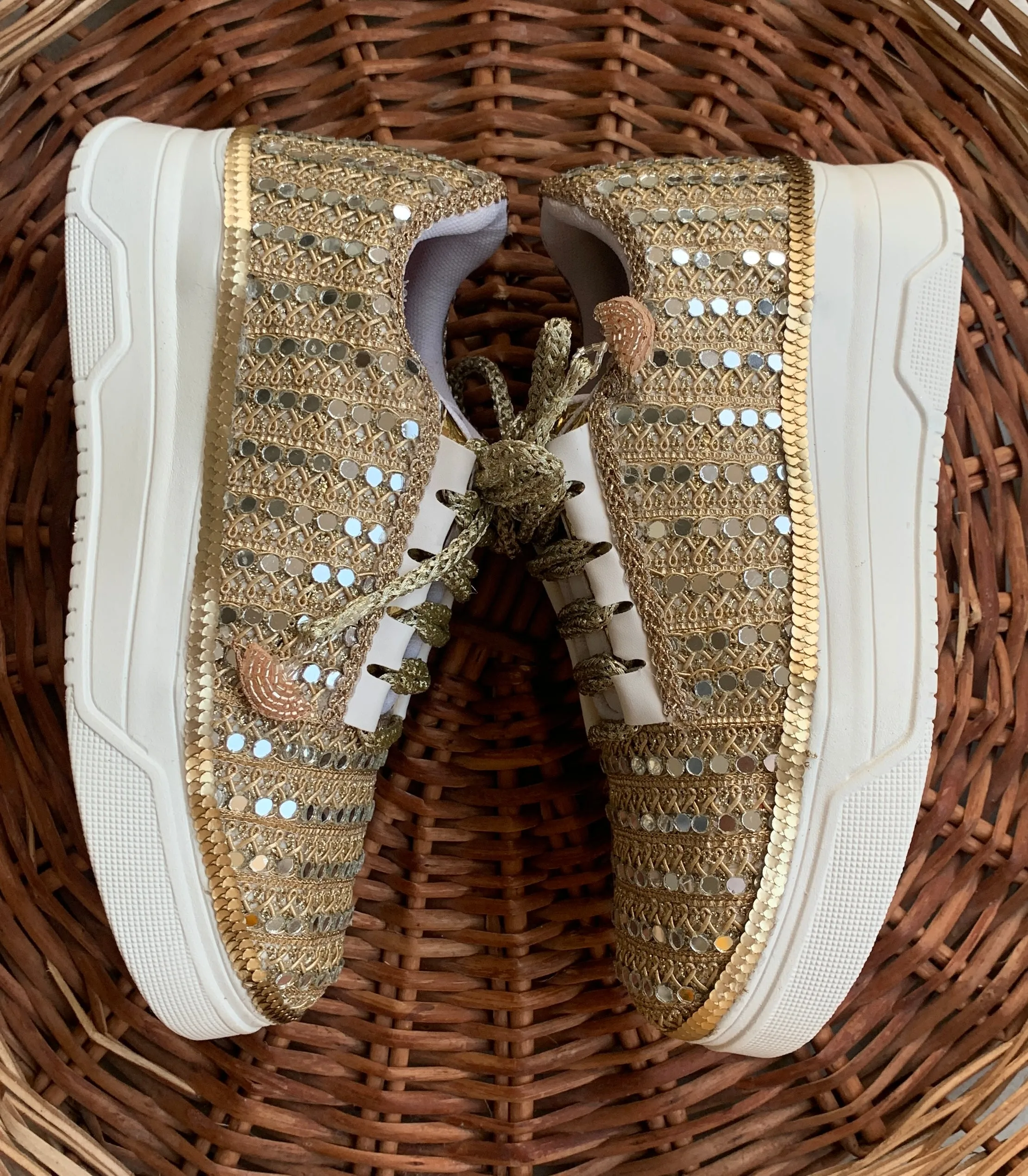 FUNKY N TRENDY dull gold mirror sneakers for brides / bridesmaids/ gold sneakers / mirror sneakers for brides / bridal sneakers / bridesmaid sneakers