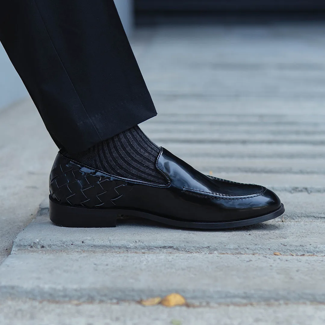 HAND WOVEN SLIP-ONS- BLACK