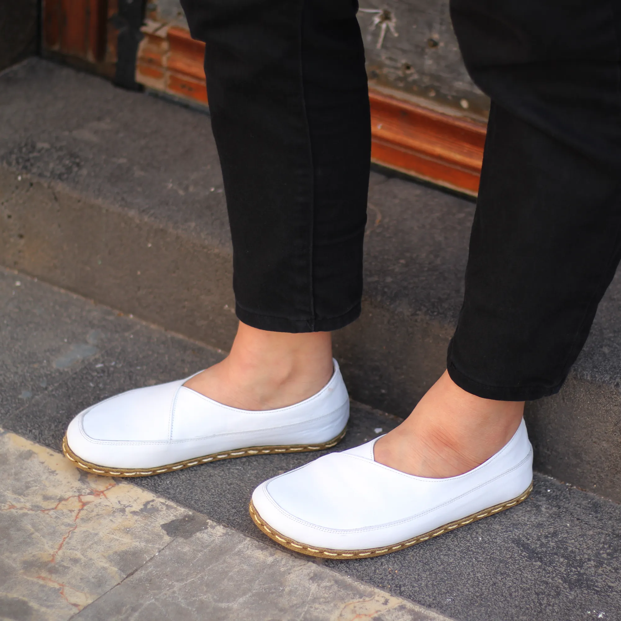 Handmade Barefoot Loafers for Women White