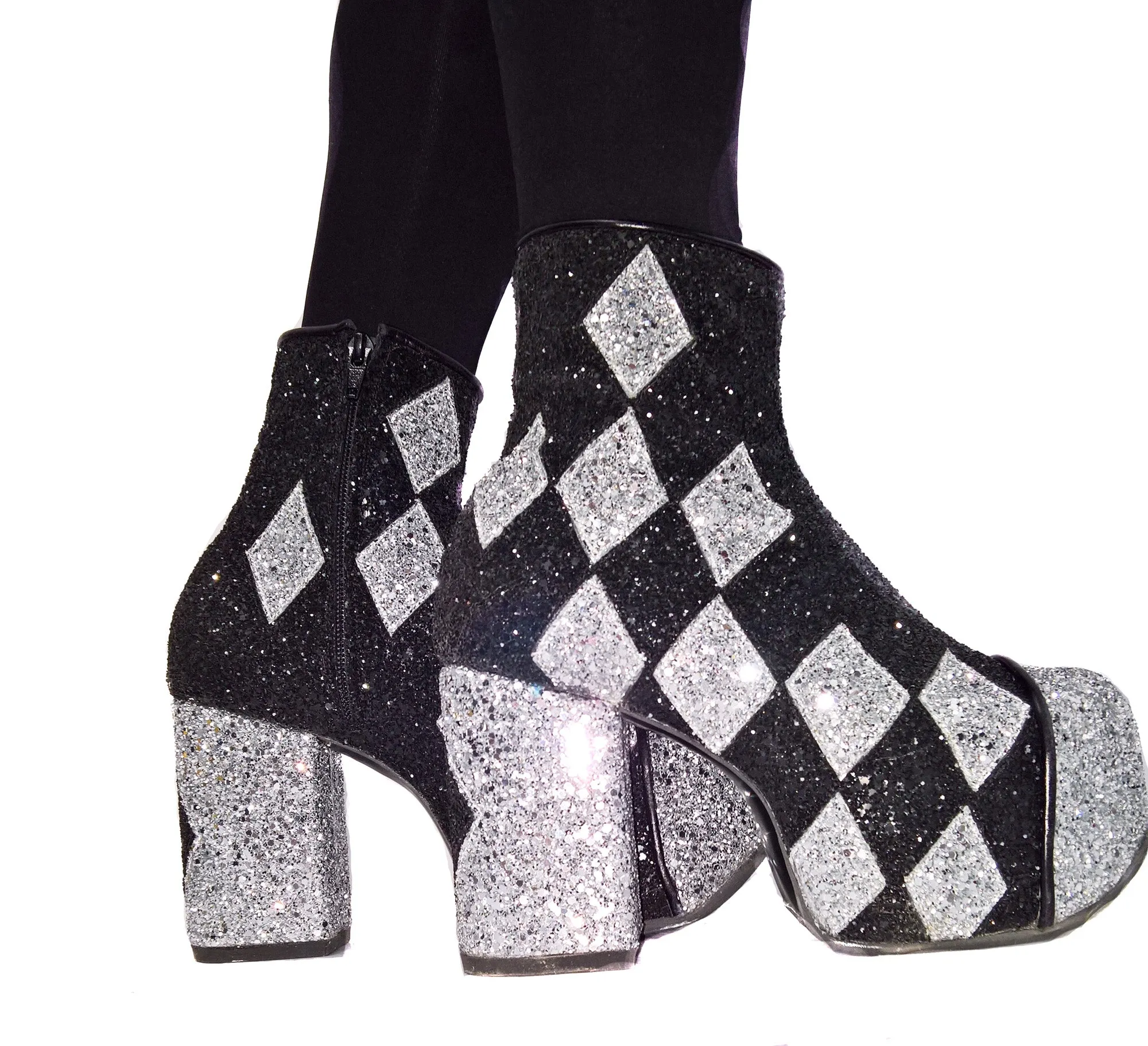 HARLEQUIN Diamond Glitter Platform Boots