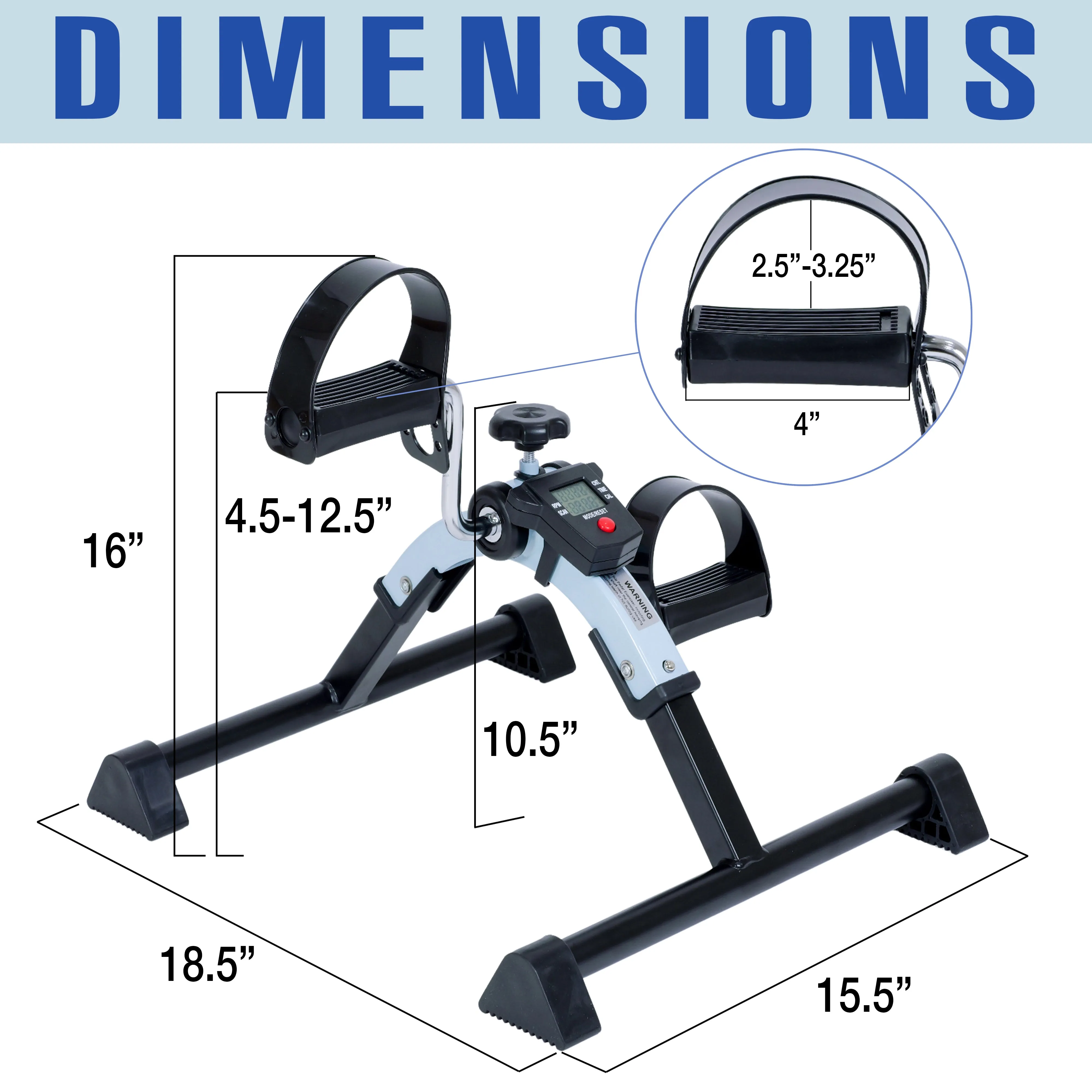 ILG-688 - iLiving Under Desk Bike Pedal Exerciser with Electronic Display - Fully Assembled Folding Exercise Equipment, Mini Bike for Legs and Arms Workout, Portable and Easy-to-Use with LCD Screen