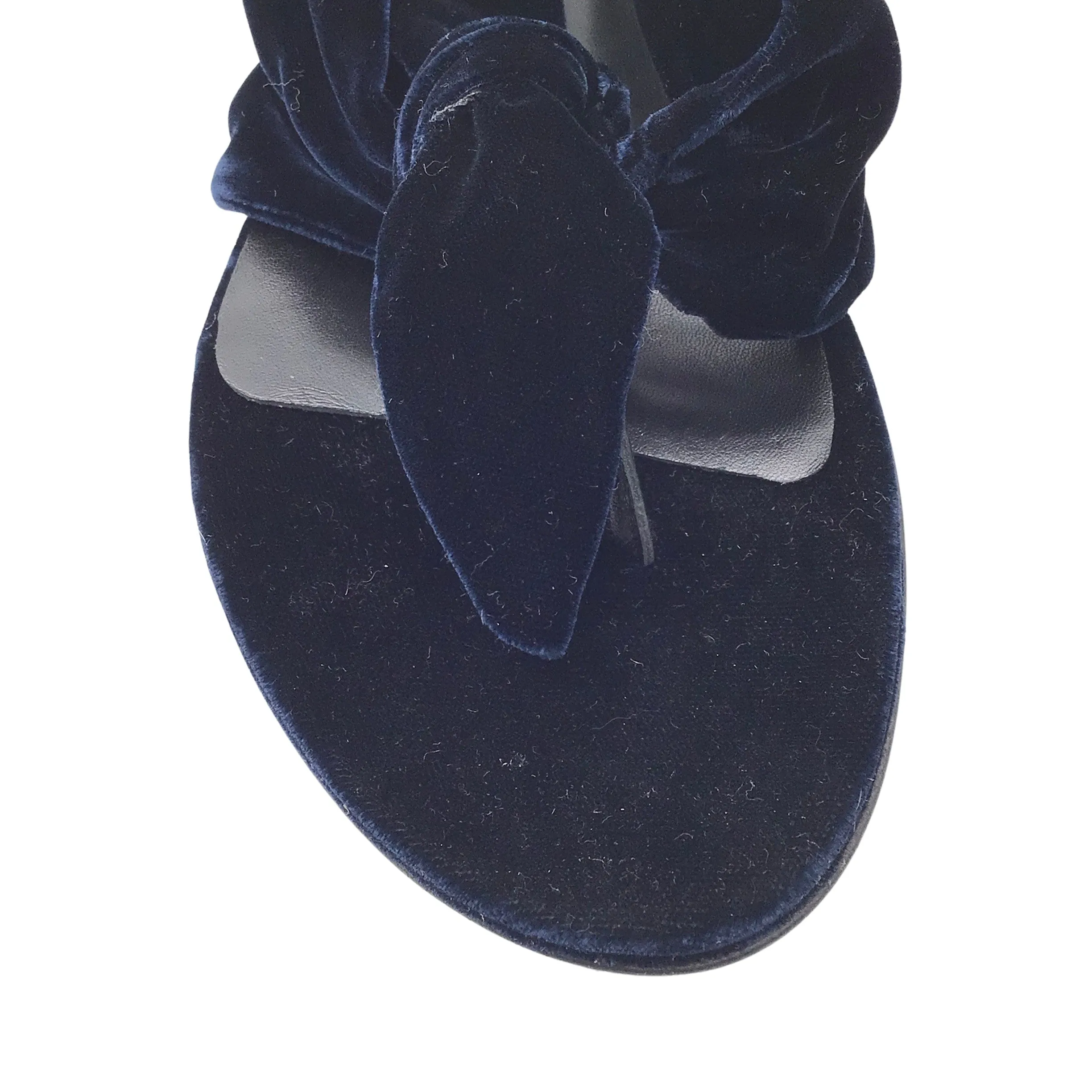 Jil Sander Dark Blue Velvet Knot Thong Sandals