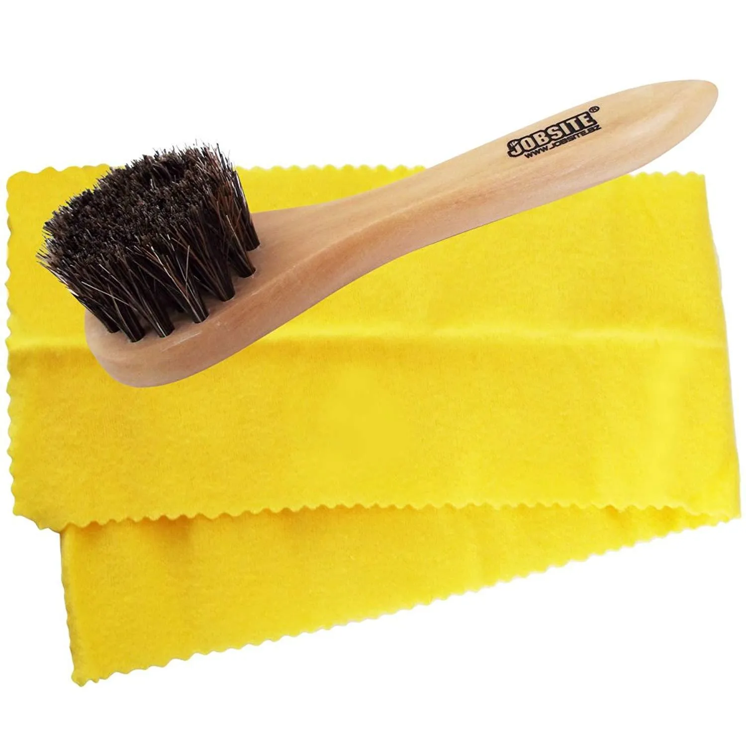 JobSite Genuine Horsehair Dauber Applicator Brush & Shoe Shine Polish Cloth - Great for Travel & Home