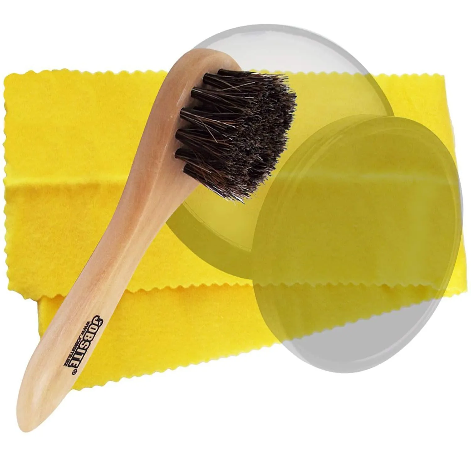 JobSite Genuine Horsehair Dauber Applicator Brush & Shoe Shine Polish Cloth - Great for Travel & Home