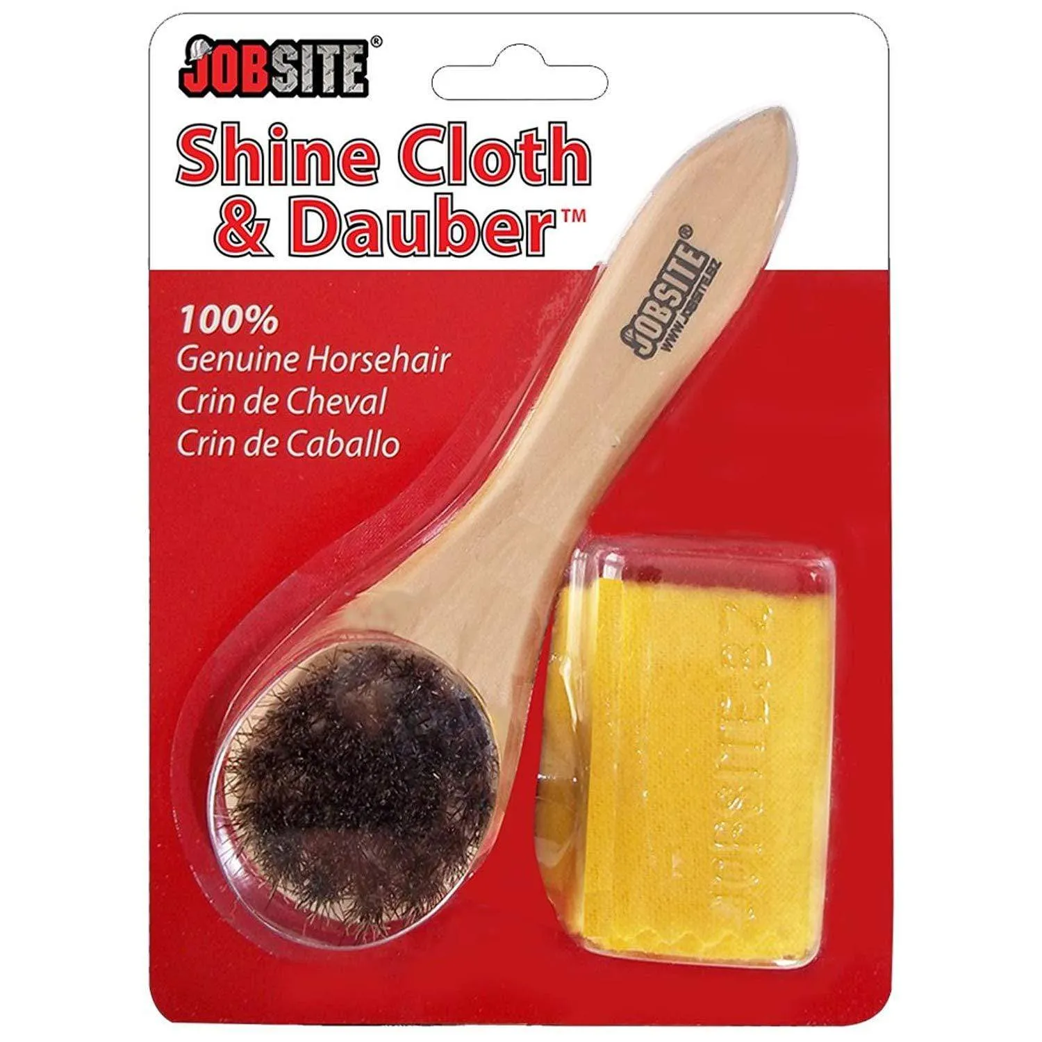 JobSite Genuine Horsehair Dauber Applicator Brush & Shoe Shine Polish Cloth - Great for Travel & Home