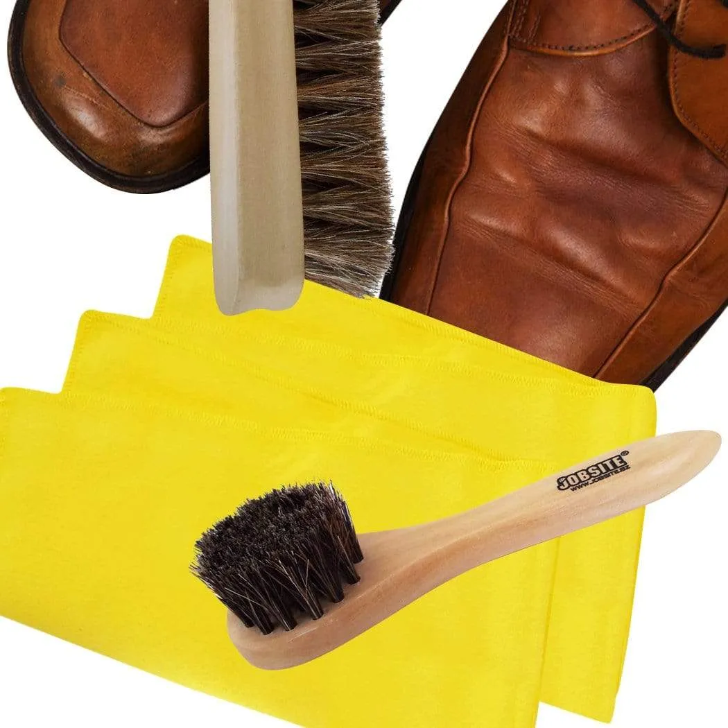 JobSite Genuine Horsehair Dauber Applicator Brush & Shoe Shine Polish Cloth - Great for Travel & Home