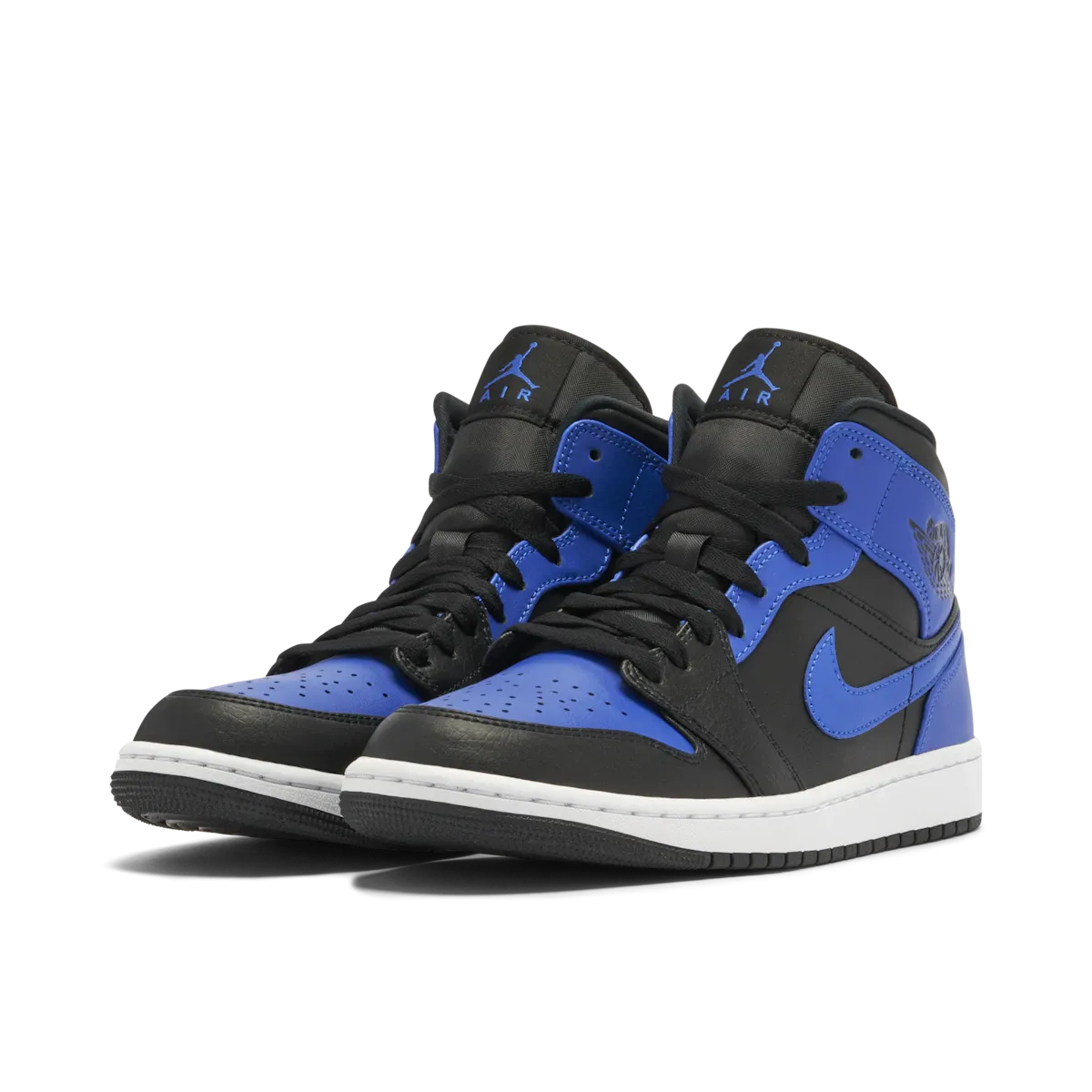 Jordan 1 Mid Black Royal Tumbled Leather