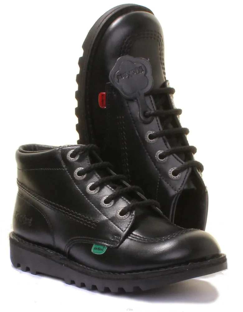 Kickers Kick Hi Youth In Black in Teen UK Size 3 - 6