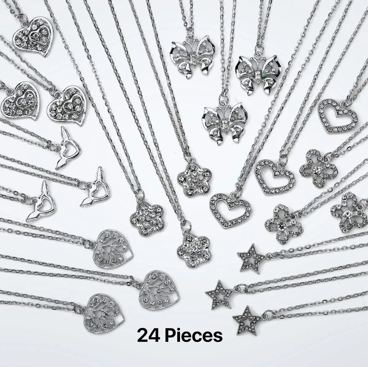 Kicko 16 Inch Assorted Metal Necklace - 24 Pieces, Girls Accessories, Silver Chains, Buy