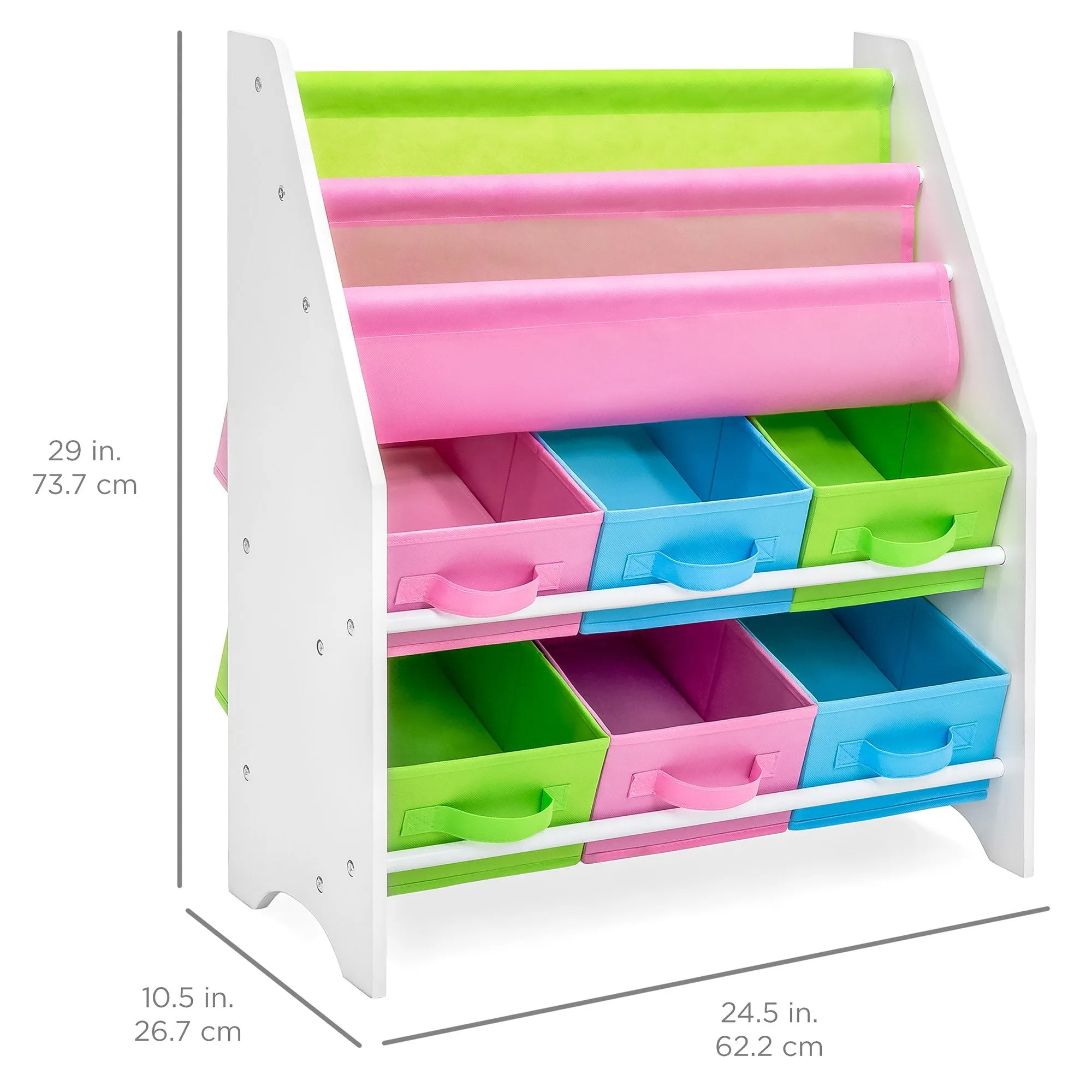 Kids Toy and Book Storage Organizer Shelf Rack w/ 6 Bins