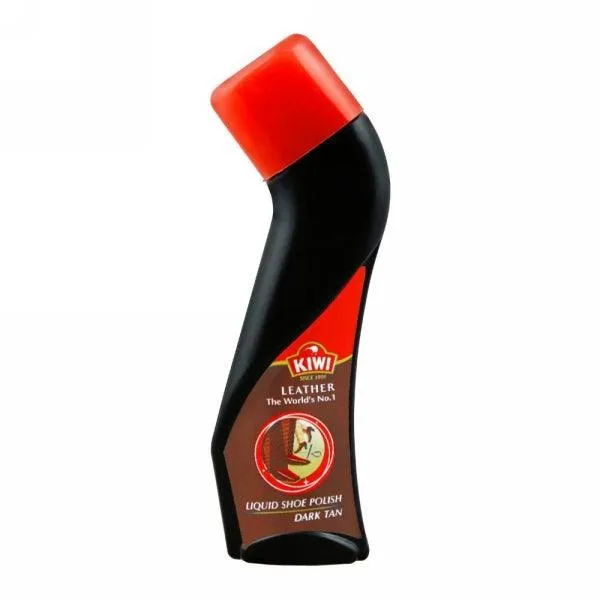 KIWI LIQUID SHOE POLISH DARK TAN 75ML