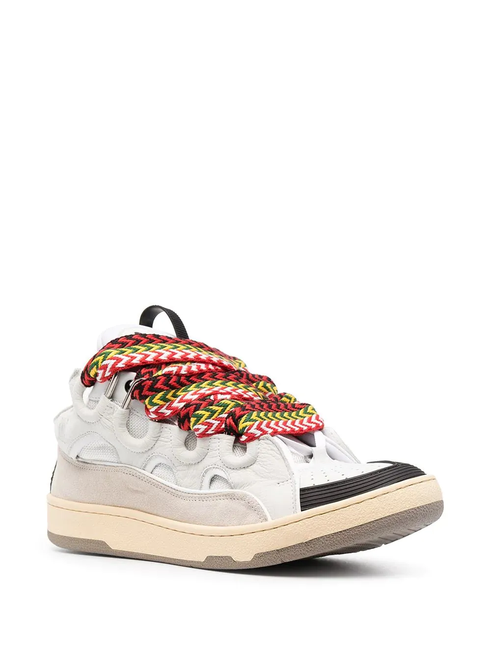 LANVIN - Leather Curb White Sneakers