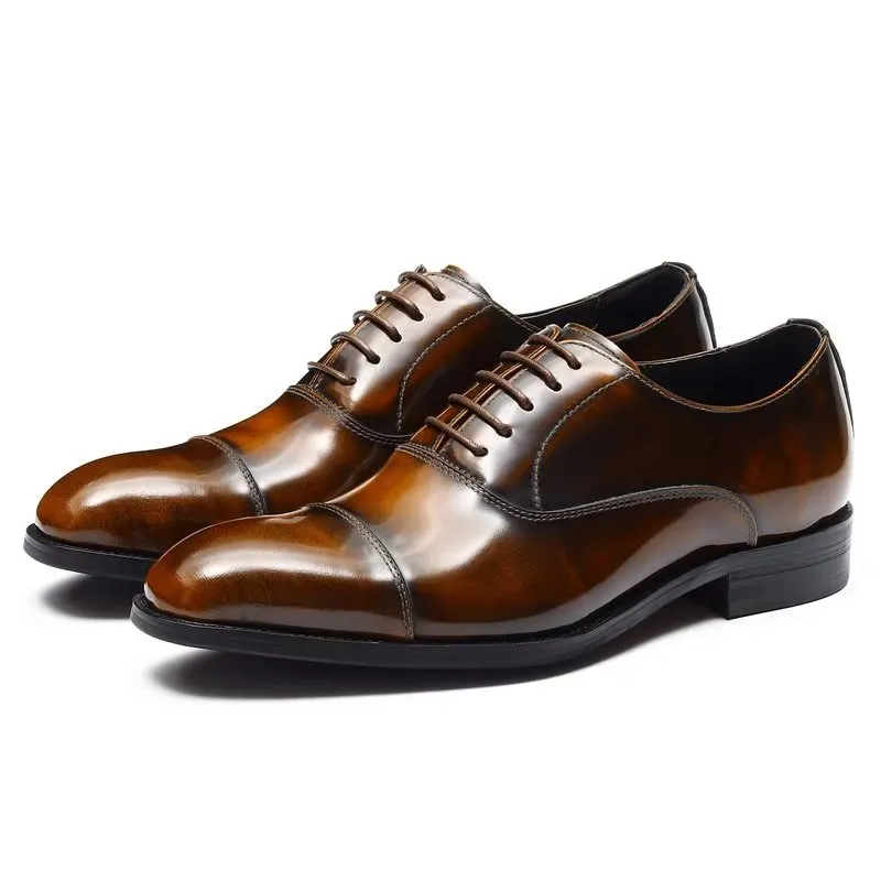 Luxury Leather Round Toe Oxford Dress Shoes