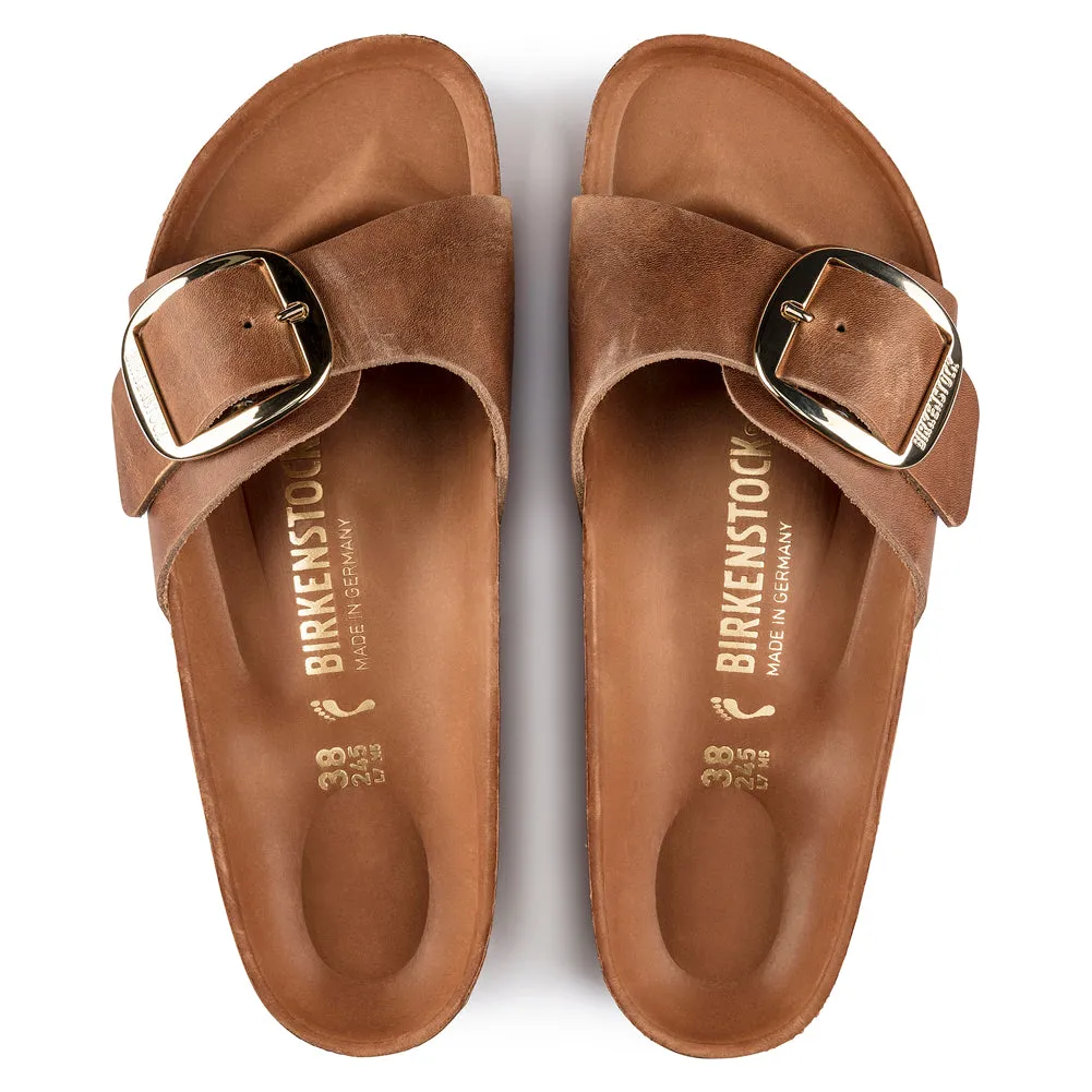 Madrid Big Buckle in Cognac Oiled Leather Narrow Width by Birkenstock