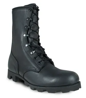 McRae Mens Black Leather Panama Military Combat Boots