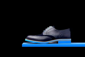 Mens Blue Leather Wingtip Dress Shoes