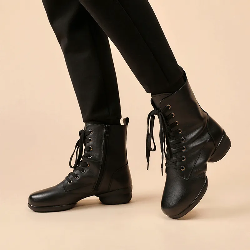 Men's Leatherette 4cm Heel Jazz With Lace-up Dance Boots Jazz Dance Shoes