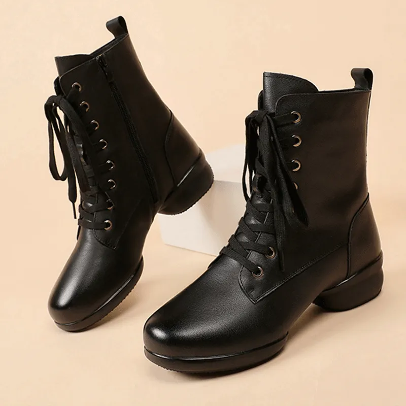 Men's Leatherette 4cm Heel Jazz With Lace-up Dance Boots Jazz Dance Shoes