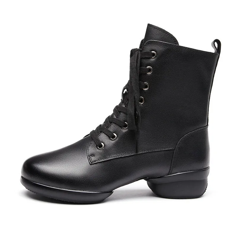 Men's Leatherette 4cm Heel Jazz With Lace-up Dance Boots Jazz Dance Shoes