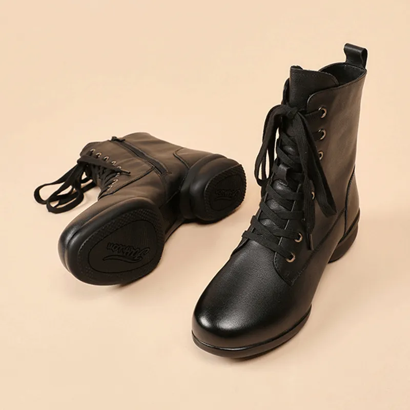 Men's Leatherette 4cm Heel Jazz With Lace-up Dance Boots Jazz Dance Shoes