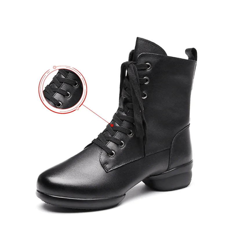 Men's Leatherette 4cm Heel Jazz With Lace-up Dance Boots Jazz Dance Shoes