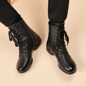 Men's Leatherette 4cm Heel Jazz With Lace-up Dance Boots Jazz Dance Shoes