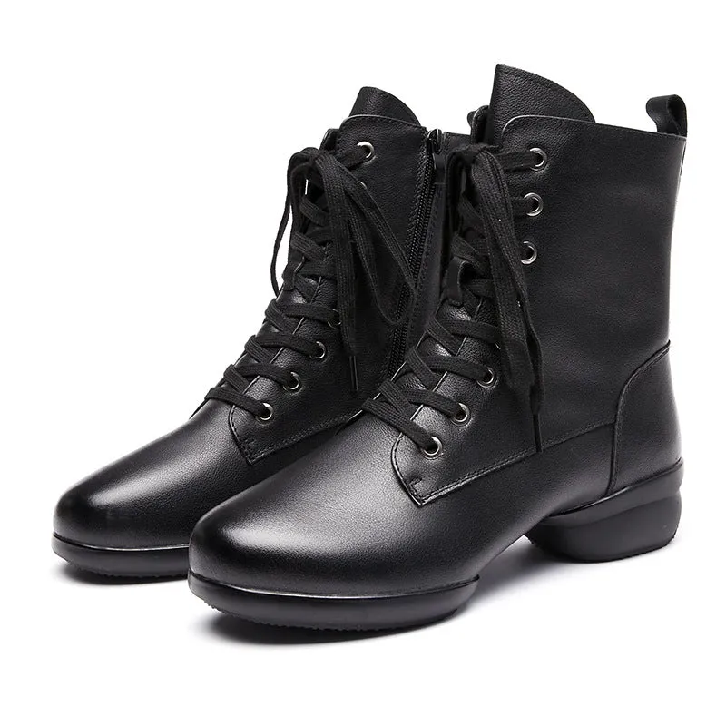 Men's Leatherette 4cm Heel Jazz With Lace-up Dance Boots Jazz Dance Shoes