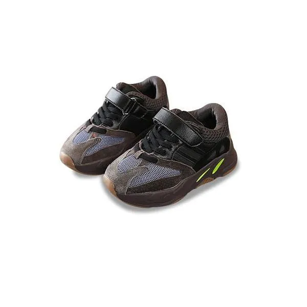 MOF Kids brown textured touch strap sneakers