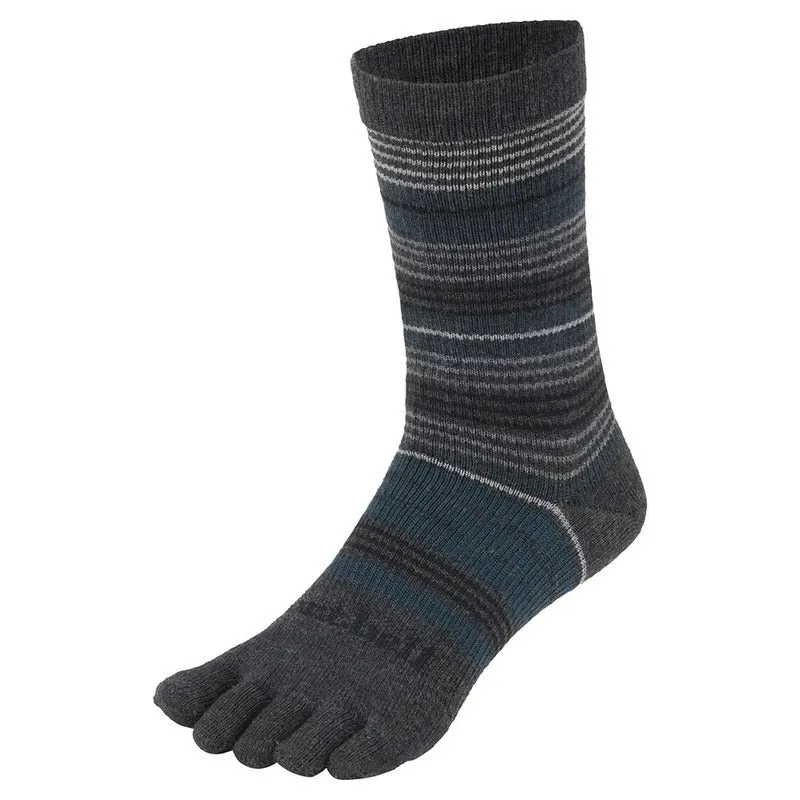 Montbell Merino Wool 5 Toe Socks Unisex - Tan Dark Grey