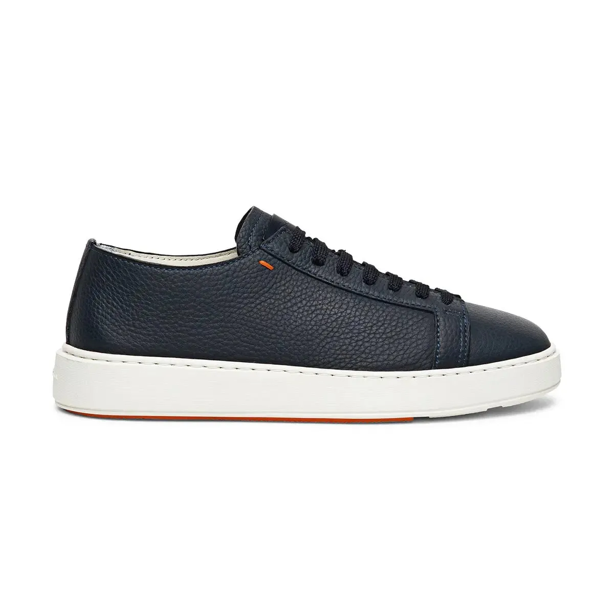 Navy Blue Leather Low-Top Sneakers